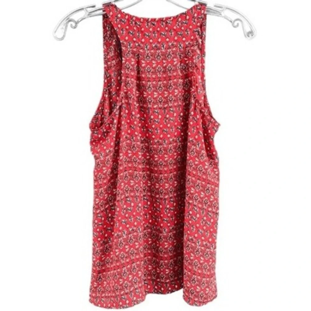 Y2K VTG Hollister California Tank Top Small Red Floral Print‎ Sleeveless Summer